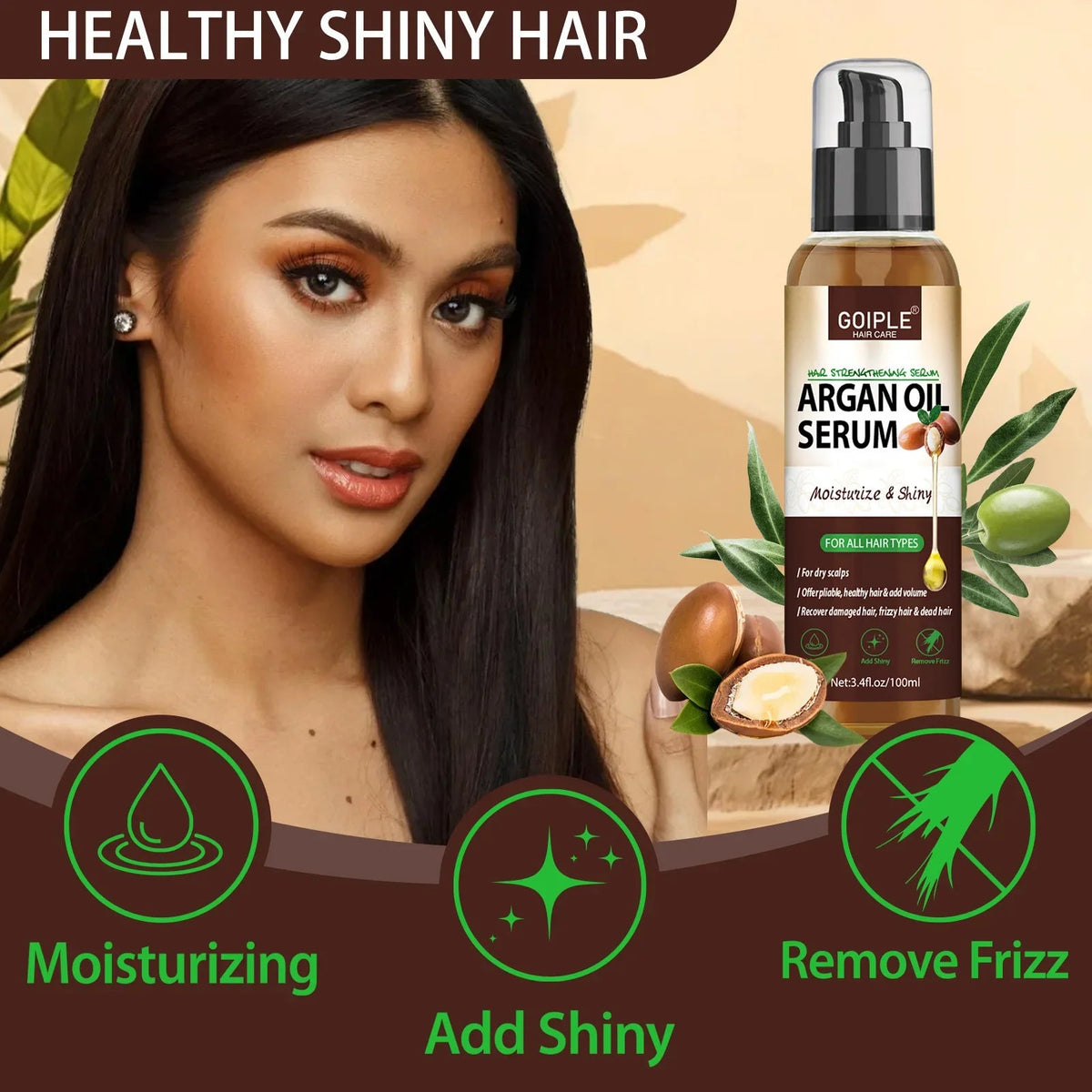 100ml Natural Argan Oil Hair Serum Repair Strengthening Moisturize Shiny Hair Healthy Scalps Treatment Care Conditioner - JromoCompany
