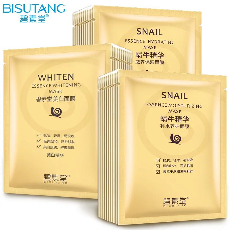 10pcs Snail Anti-aging Face Mask Moisturizing Whitening Anti Wrinkles Hydrating Facial Masks Sheet Masks Skin Care Products - JromoCompany