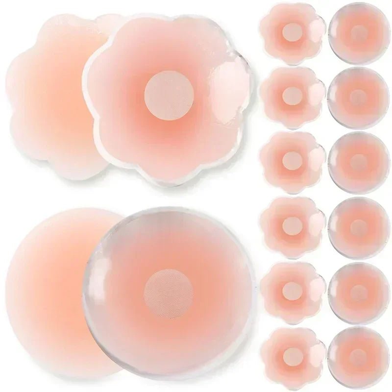 2-24PCS Invisible Self Adhesive Chest Paste Reusable Sticker Breast Petal Strapless Lift Up Bra Pad Silicone Petal Nipple Cover - JromoCompany