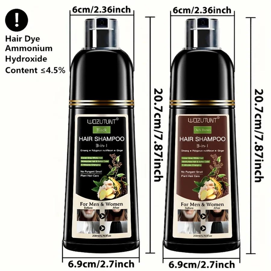 3 In 1 Dye Shampoo Instant Gray White Hair Coverage Hair Color Shampoo 5 Minutes Change Long Lasting Natural Colored Easy To Use - JromoCompany
