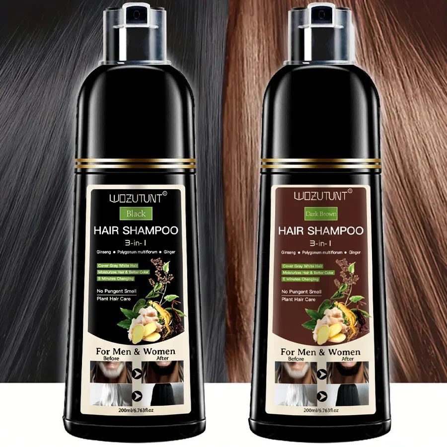 3 In 1 Dye Shampoo Instant Gray White Hair Coverage Hair Color Shampoo 5 Minutes Change Long Lasting Natural Colored Easy To Use - JromoCompany
