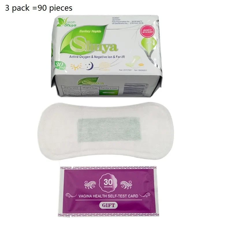 3 pack/lot love anion sanitary pads menstrual shuya anion 155mm length cotton soft feminine hygiene product 90 pieces - JromoCompany