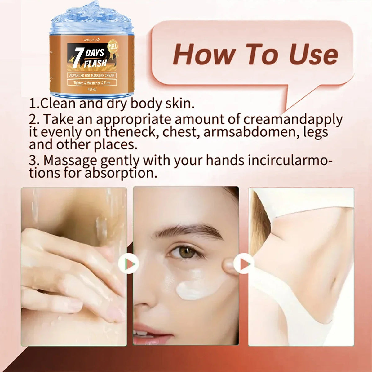 60g Moisturizing Massage Cream-Tightening Lifting with Curcumin and Plant Extracts for Big Belly and Loose Skin Care,Arm&Legs Cream - JromoCompany