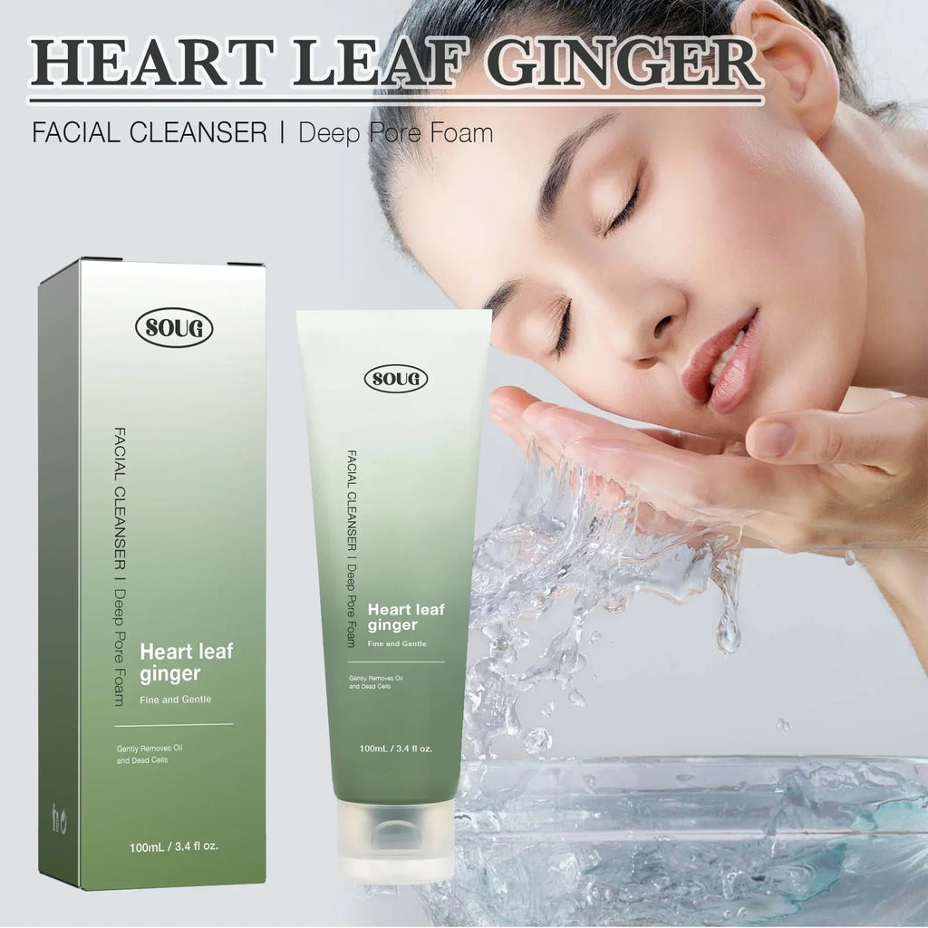 Facial Cleanser Heartleaf Succinic Moisture Cleansing Foam Deep Cleaning Oil Control Pore Soothing Korean Cosmetic Skin Care