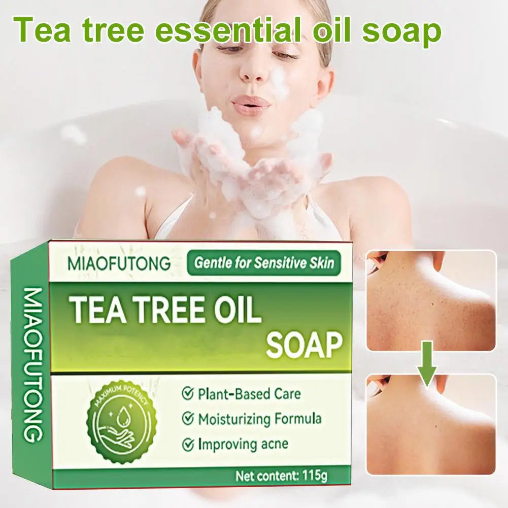 Tea Tree Soap, Soap Bar with Tea Tree Oil, Natural Soaps for Body Skin Cleaning,Gentle Exfoliating Bar Soap