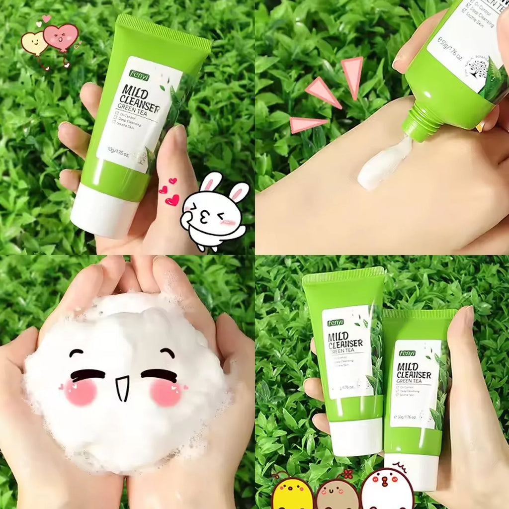 Green Tea Facial Cleanser 50g Skin Deep Cleansing Moisturizing Blackhead Removal Skincare Face Wash Foam Face Cleanser Skin Care