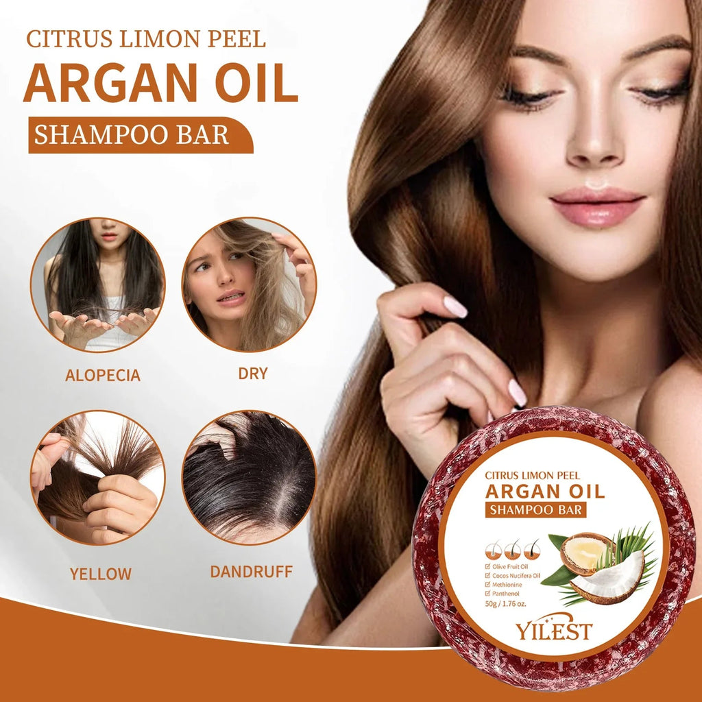 Argan Oil Shampoo Soap Bar Anti Hair Loss Repair Damaged Frizz Argan Oil Scalp Treatment Hair Care for Hair-Gentle Moisturizing - JromoCompany