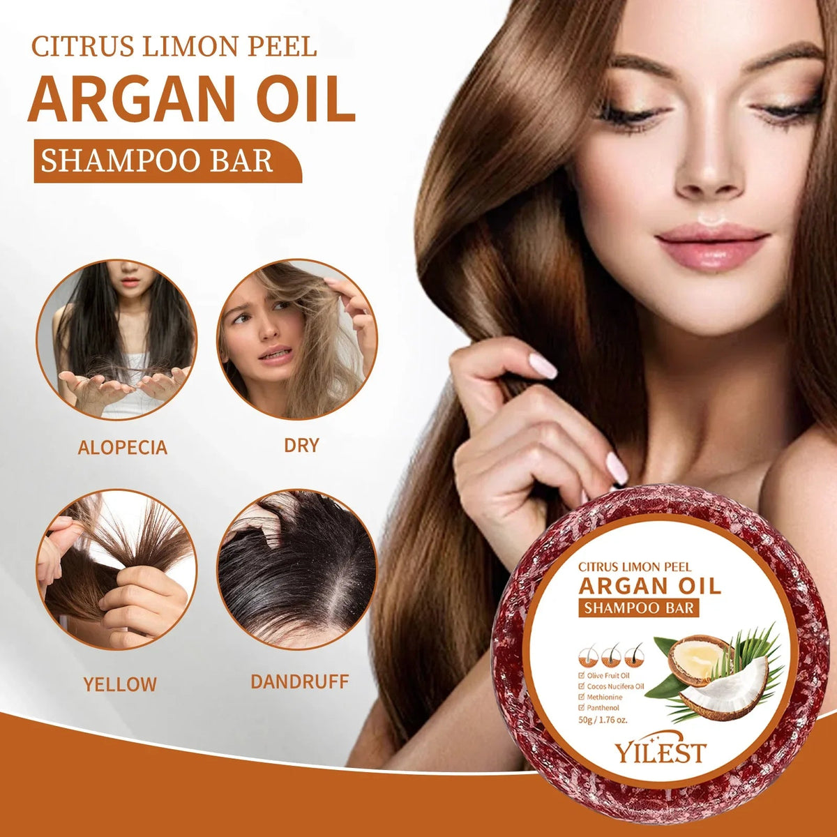 Argan Oil Shampoo Soap Bar Anti Hair Loss Repair Damaged Frizz Argan Oil Scalp Treatment Hair Care for Hair-Gentle Moisturizing - JromoCompany