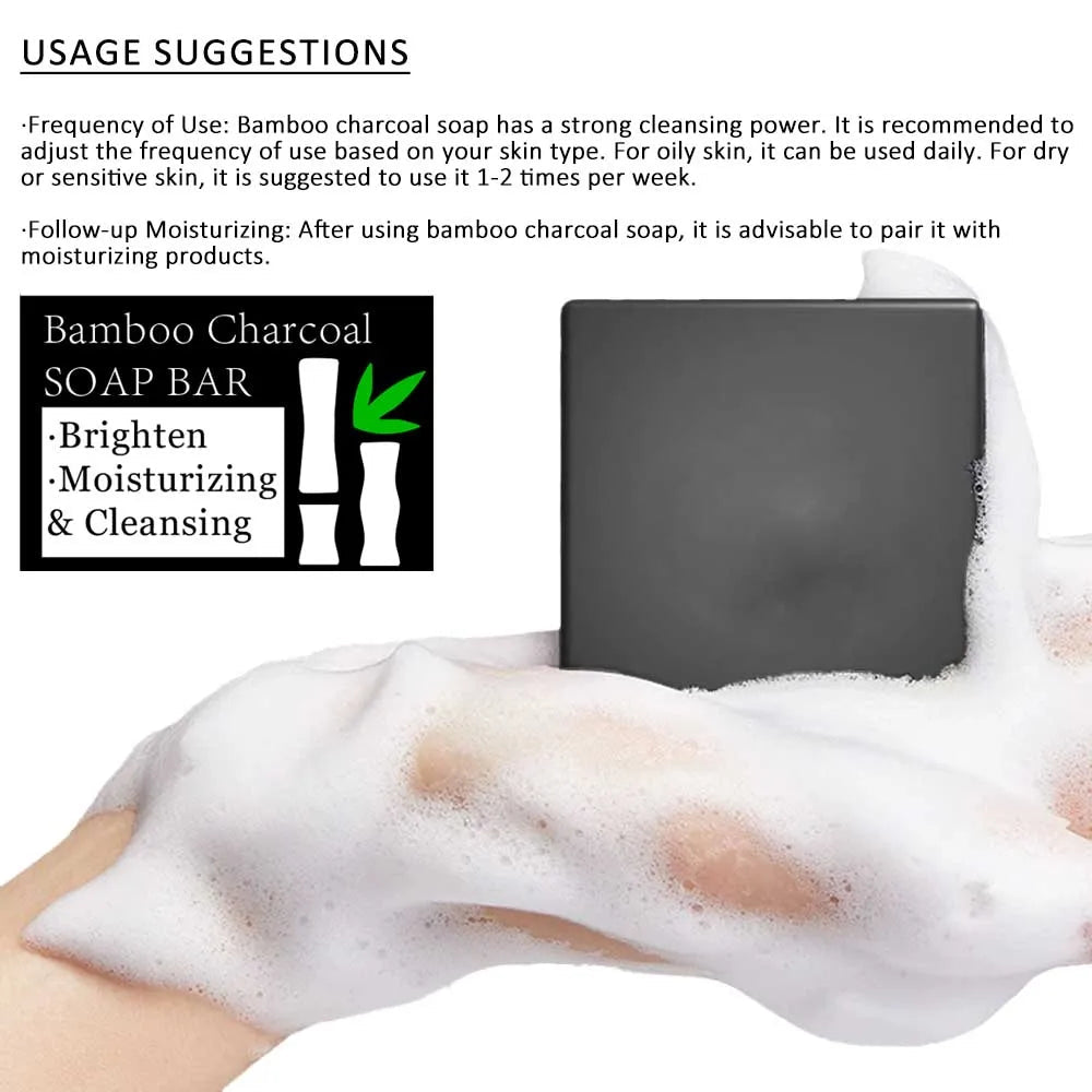 Bamboo Charcoal Soap Bar Deep Cleansing for Oily Light Beige,Moisturizing & Brightening Face & Body Bar For Women - JromoCompany