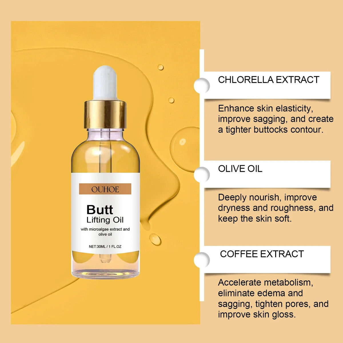 Buttock Enlargement Oil Hip Lifting Growth Firming Nourishing Moisturize Skin Tighten Pores Enhance Elasticity Body Massage Care - JromoCompany