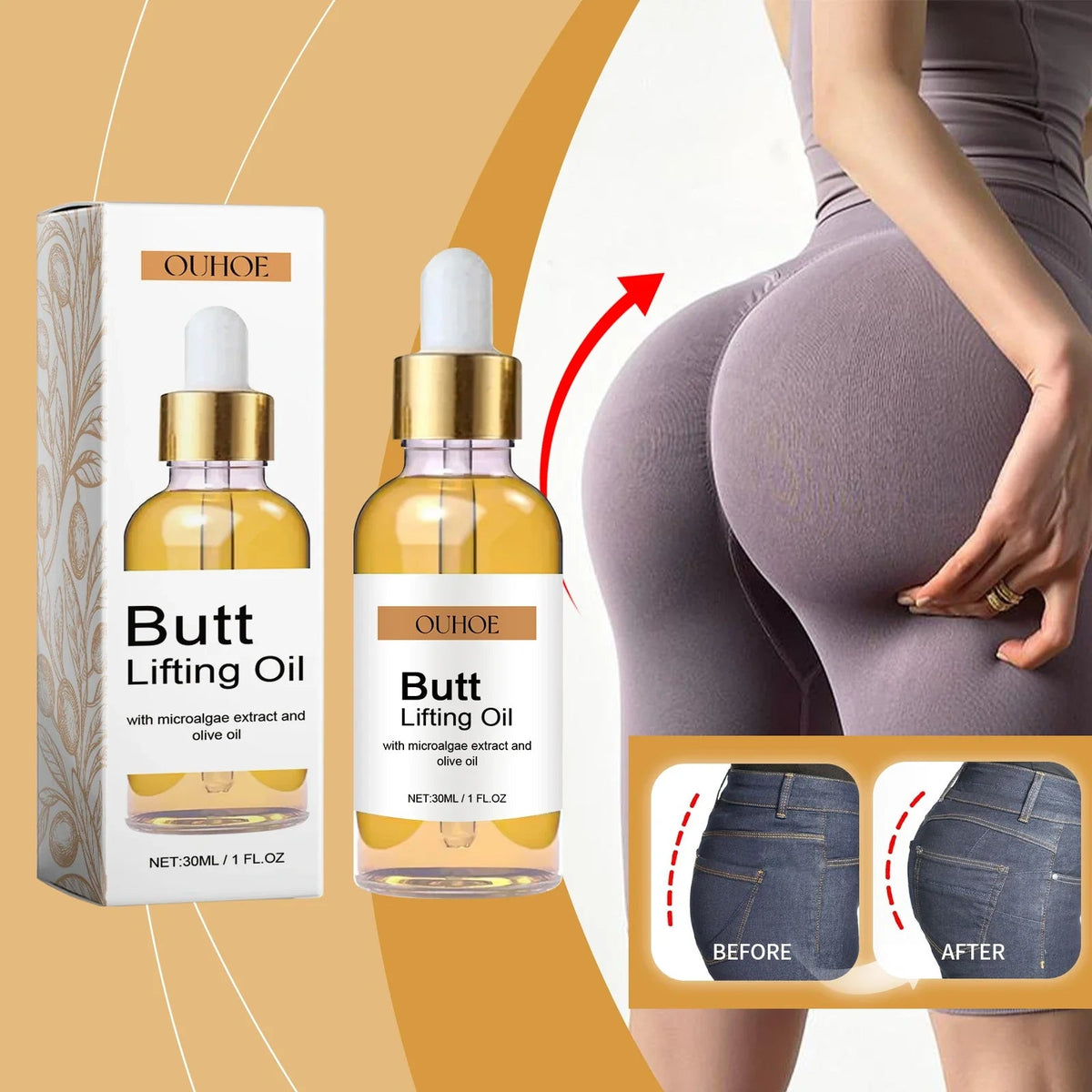 Buttock Enlargement Oil Hip Lifting Growth Firming Nourishing Moisturize Skin Tighten Pores Enhance Elasticity Body Massage Care - JromoCompany