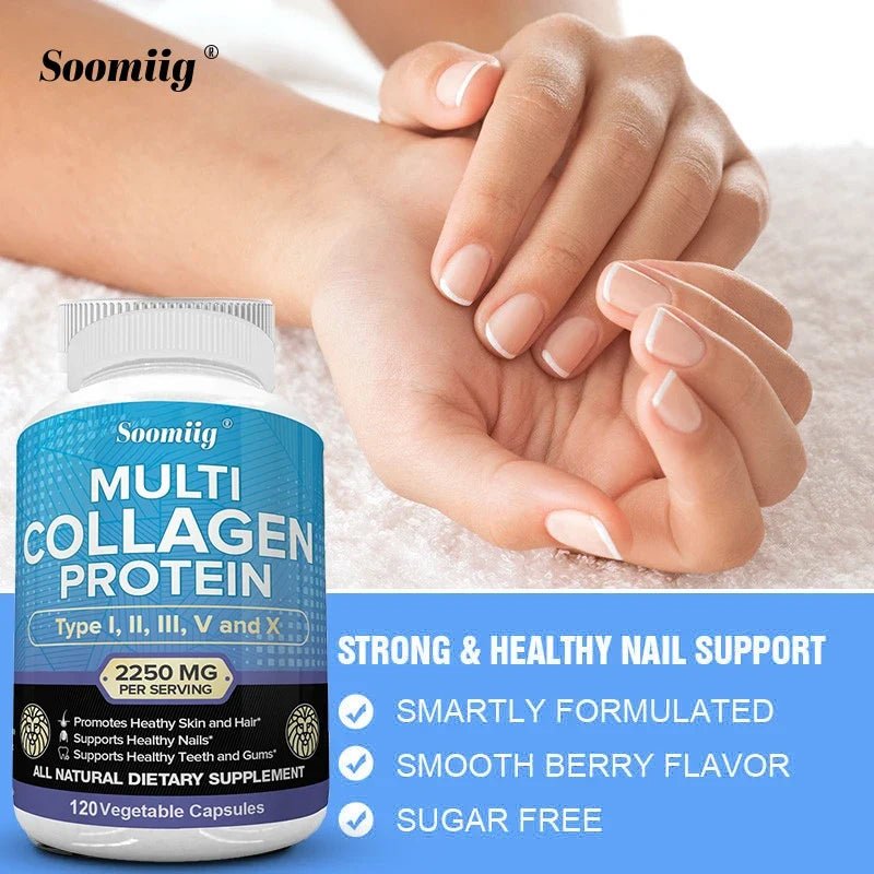 Collagen Peptides Capsules - Multi-Collagen Protein - for Hair Skin Nails Teeth Gums Joints, Gluten Free, Non-GMO - JromoCompany