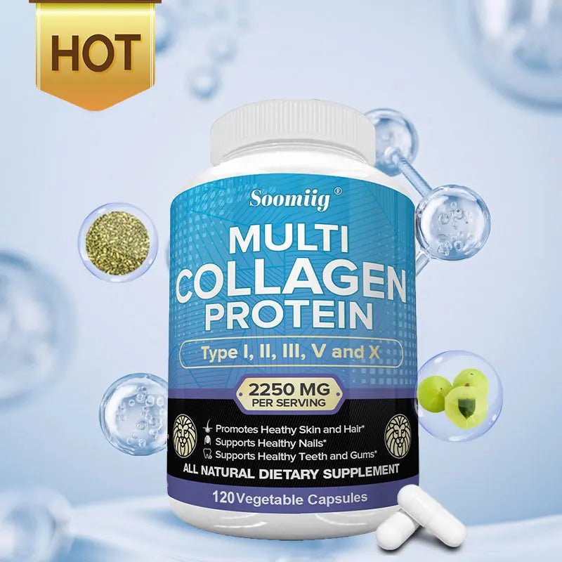 Collagen Peptides Capsules - Multi-Collagen Protein - for Hair Skin Nails Teeth Gums Joints, Gluten Free, Non-GMO - JromoCompany
