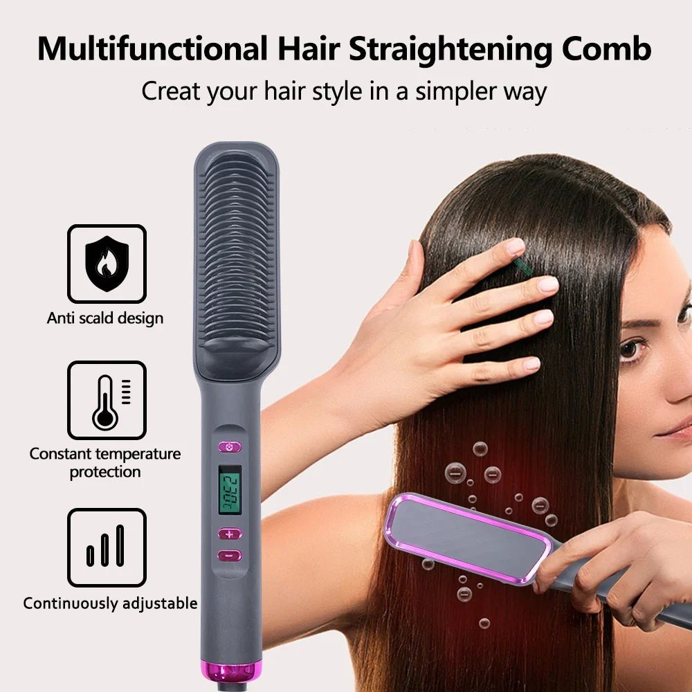 Electric Hot Comb Multifunctional Straight Hair Straightener Comb Negative Ion Anti-Scalding Styling Tool Straightening Brush - JromoCompany
