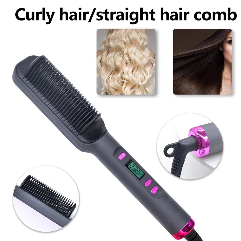 Electric Hot Comb Multifunctional Straight Hair Straightener Comb Negative Ion Anti-Scalding Styling Tool Straightening Brush - JromoCompany