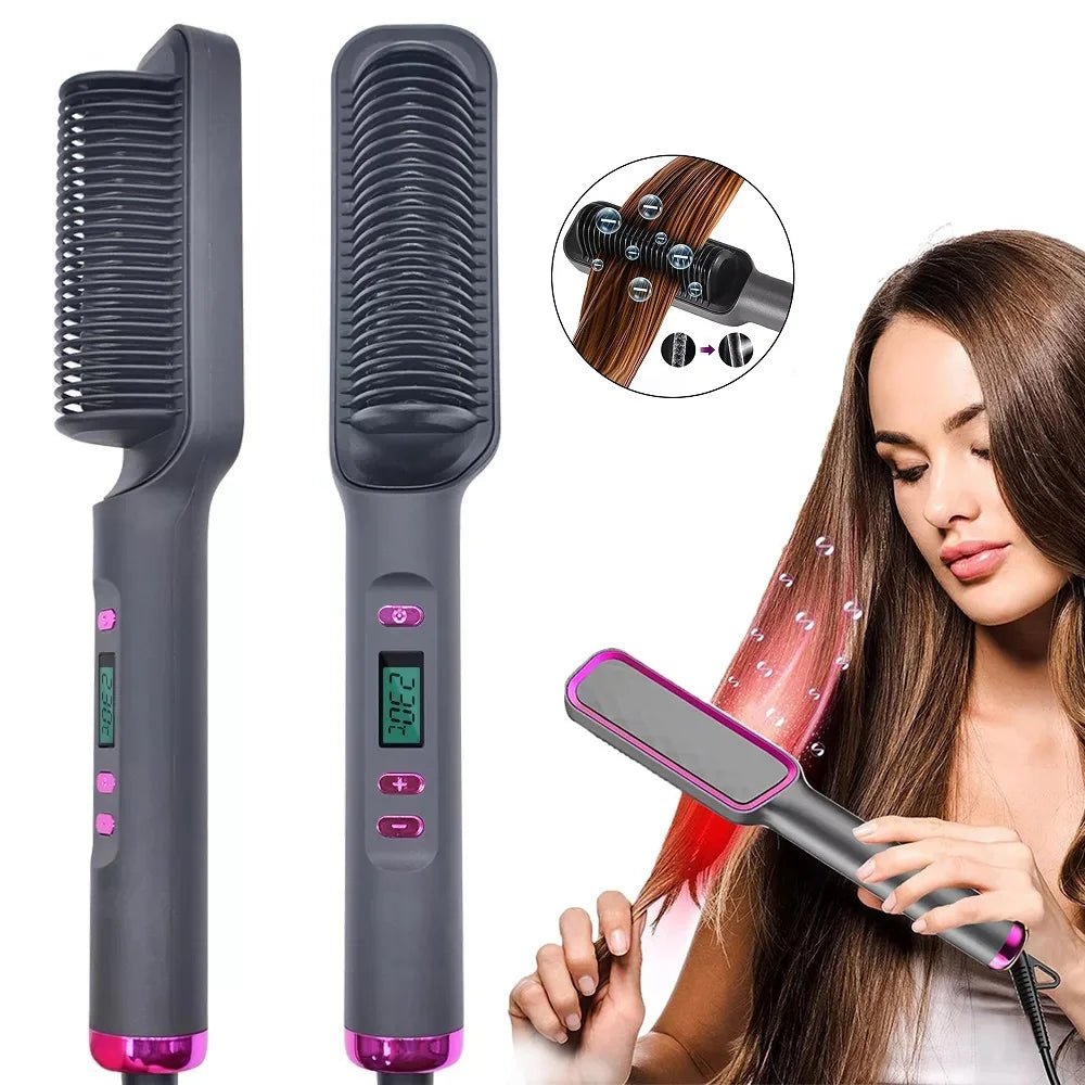 Electric Hot Comb Multifunctional Straight Hair Straightener Comb Negative Ion Anti-Scalding Styling Tool Straightening Brush - JromoCompany