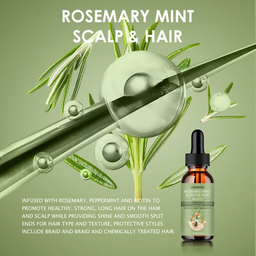 Hair Growth Essential Oil Rosemary Mint Hair Strengthening Oil Nourishing Treatment For Split Ends Dry Organics Hair Care Oil - JromoCompany
