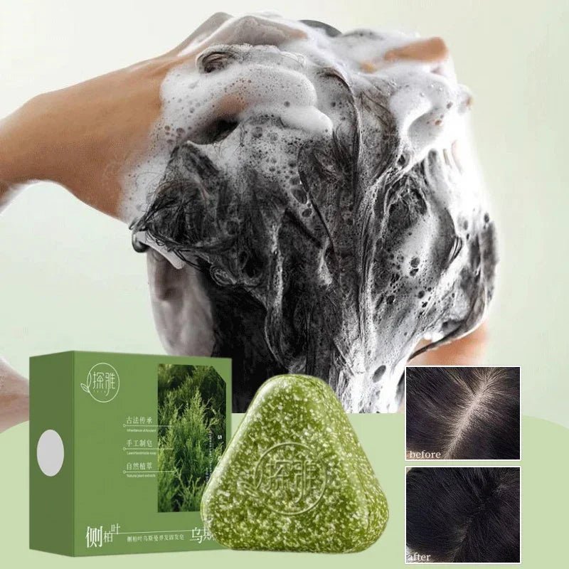 Herbal Shampoo Soap Bar With Usman Grass Handmade Natural Hair Nourishing Soap Oil Control Refreshing Fluffy Soothing Hair Care - JromoCompany