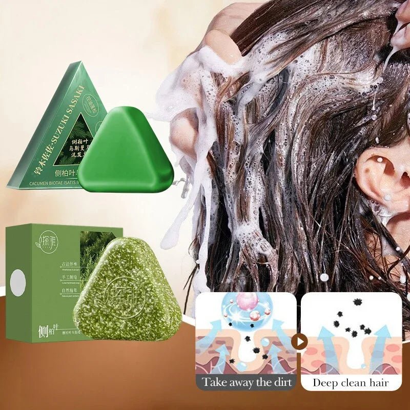 Herbal Shampoo Soap Bar With Usman Grass Handmade Natural Hair Nourishing Soap Oil Control Refreshing Fluffy Soothing Hair Care - JromoCompany