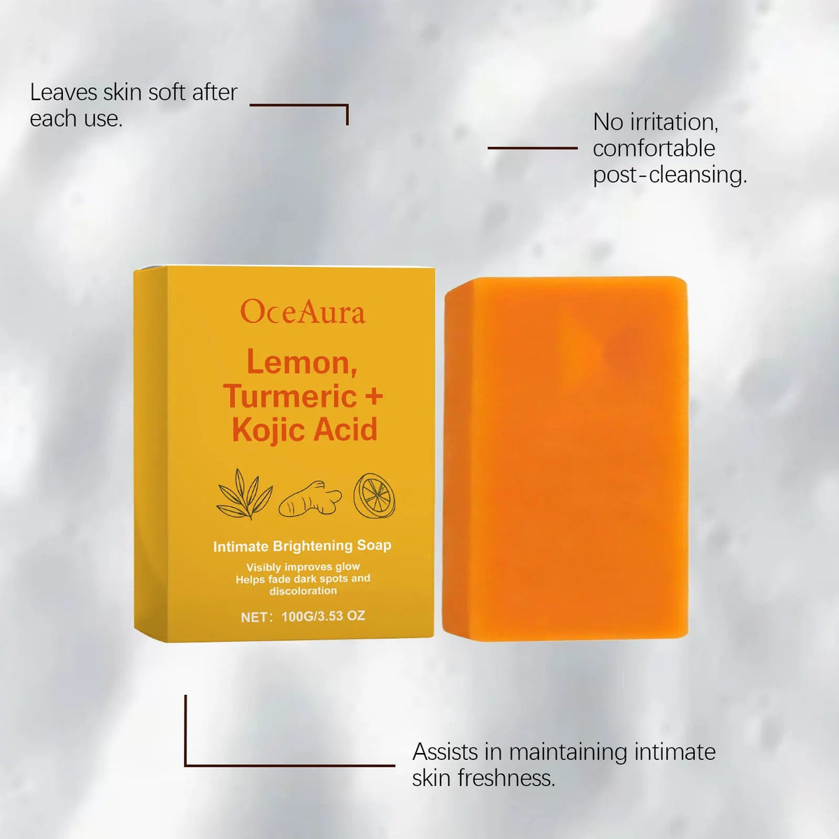 Lemon Turmeric Kojic Acid Soap Massage Handmade Soap For Bath For Deep Cleansing Exfoliation Body Moisturizing Smooth Body Care - JromoCompany
