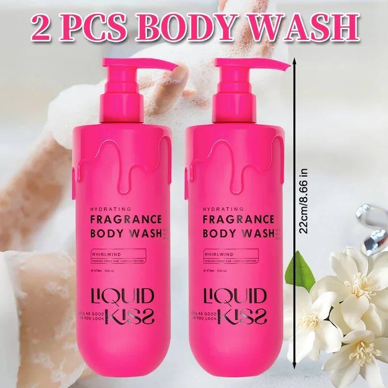 LIQUID KISS Body Wash for Women Oat Etract Moisturizing Shower Deep Moisture WHIRLWIND Fragrance Body Bath Shower Gels 473 Ml - JromoCompany