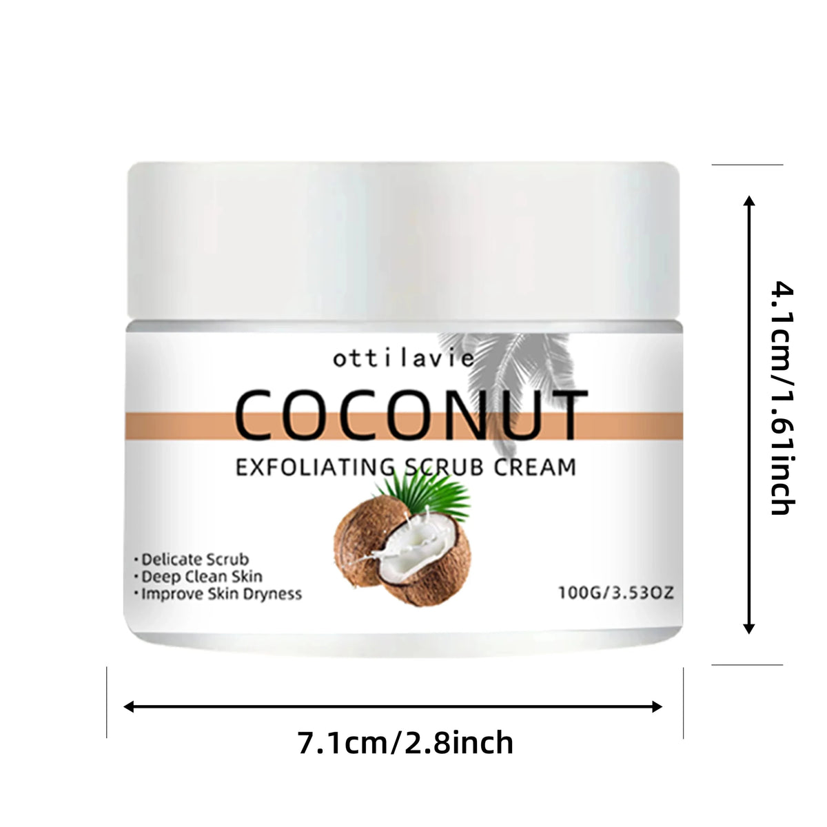 ottilavie Coconut Exfoliating Scrub Cream Physical exfoliation for smooth skin Suitable for all skin types (face, neck & body) - JromoCompany