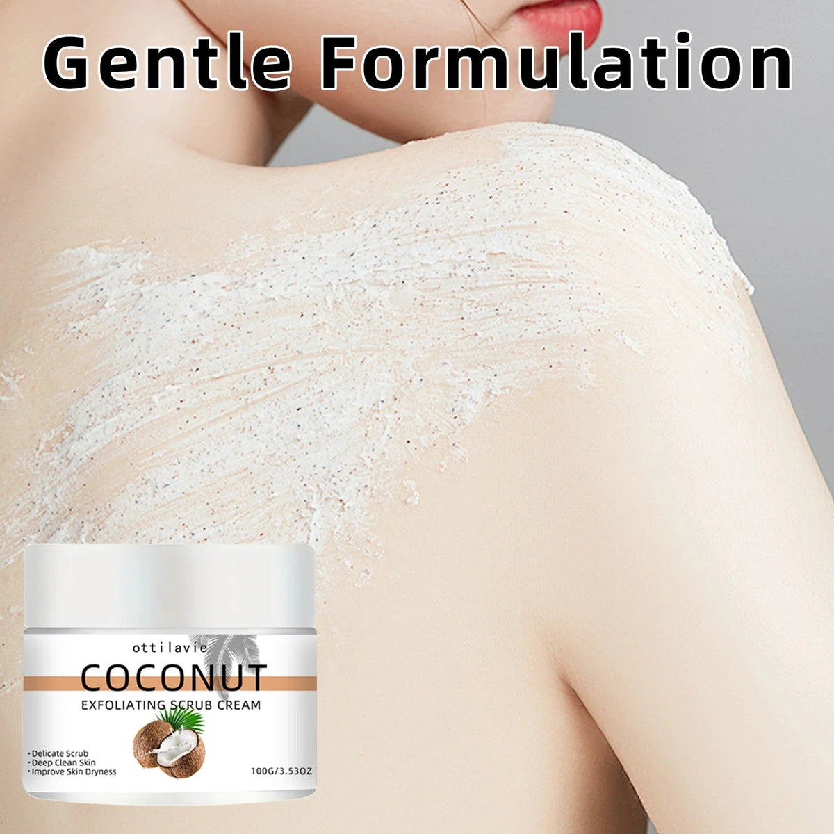 ottilavie Coconut Exfoliating Scrub Cream Physical exfoliation for smooth skin Suitable for all skin types (face, neck & body) - JromoCompany
