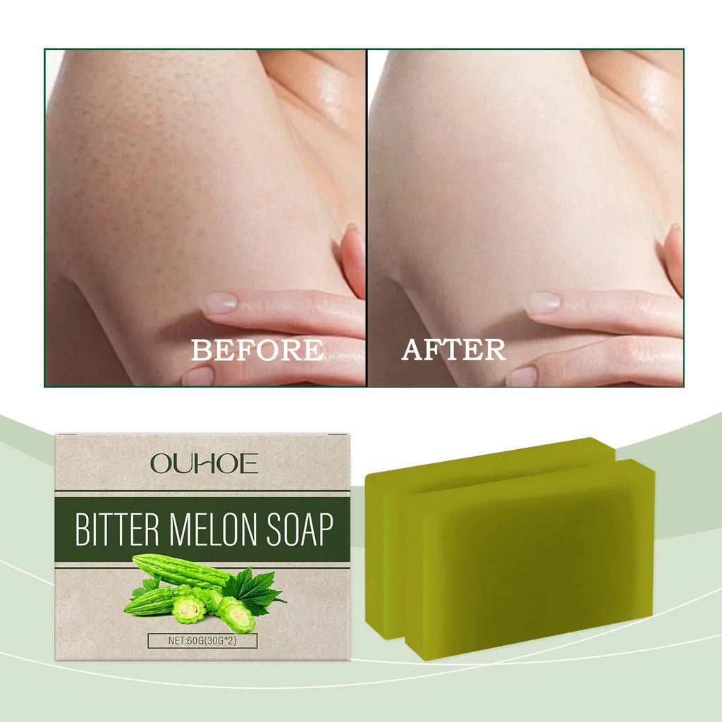 OUHOE Herbal Bath Soap with Bitter Melon: Deeply Clean Pores, Balance Water & Oil, Soothe Skin, Fresh Aroma - JromoCompany