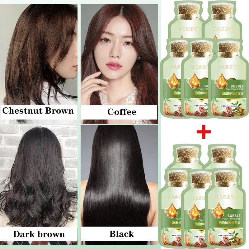 Pure Natural Herbal Hair Dye Shampoo Change Hair Color Cover Gray Hair White Hair Treatment Bubble Plant Hair Dye Hair Care - JromoCompany