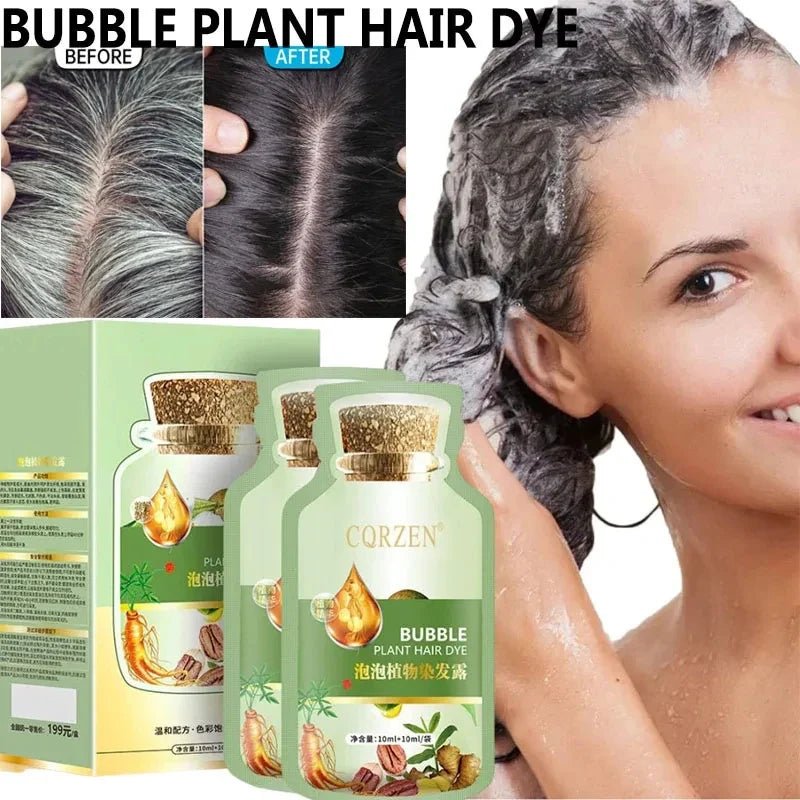 Pure Natural Herbal Hair Dye Shampoo Change Hair Color Cover Gray Hair White Hair Treatment Bubble Plant Hair Dye Hair Care - JromoCompany
