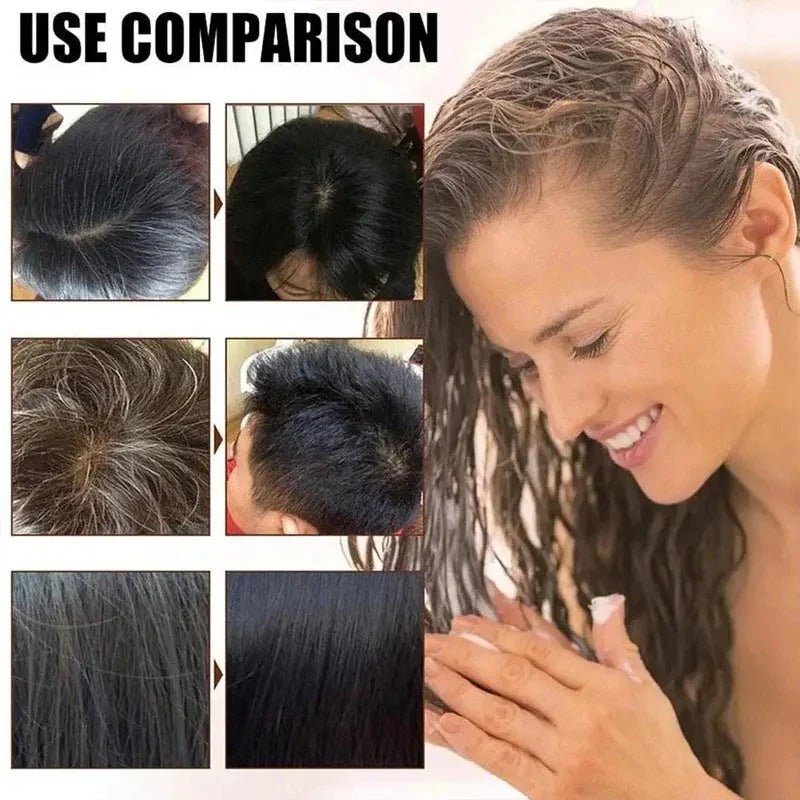 Pure Natural Herbal Hair Dye Shampoo Change Hair Color Cover Gray Hair White Hair Treatment Bubble Plant Hair Dye Hair Care - JromoCompany