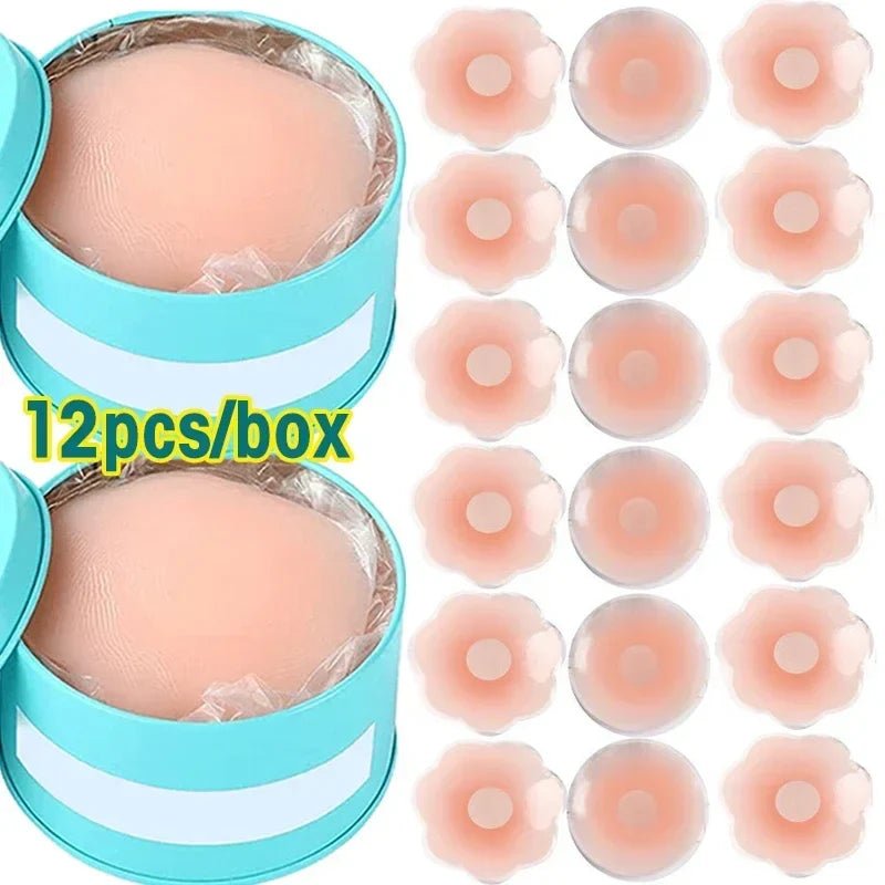 Reusable Women Breast Petals Lift Nipple Cover Invisible Petal Adhesive Strapless Backless Stick on Bra Silicone Breast Stickers - JromoCompany