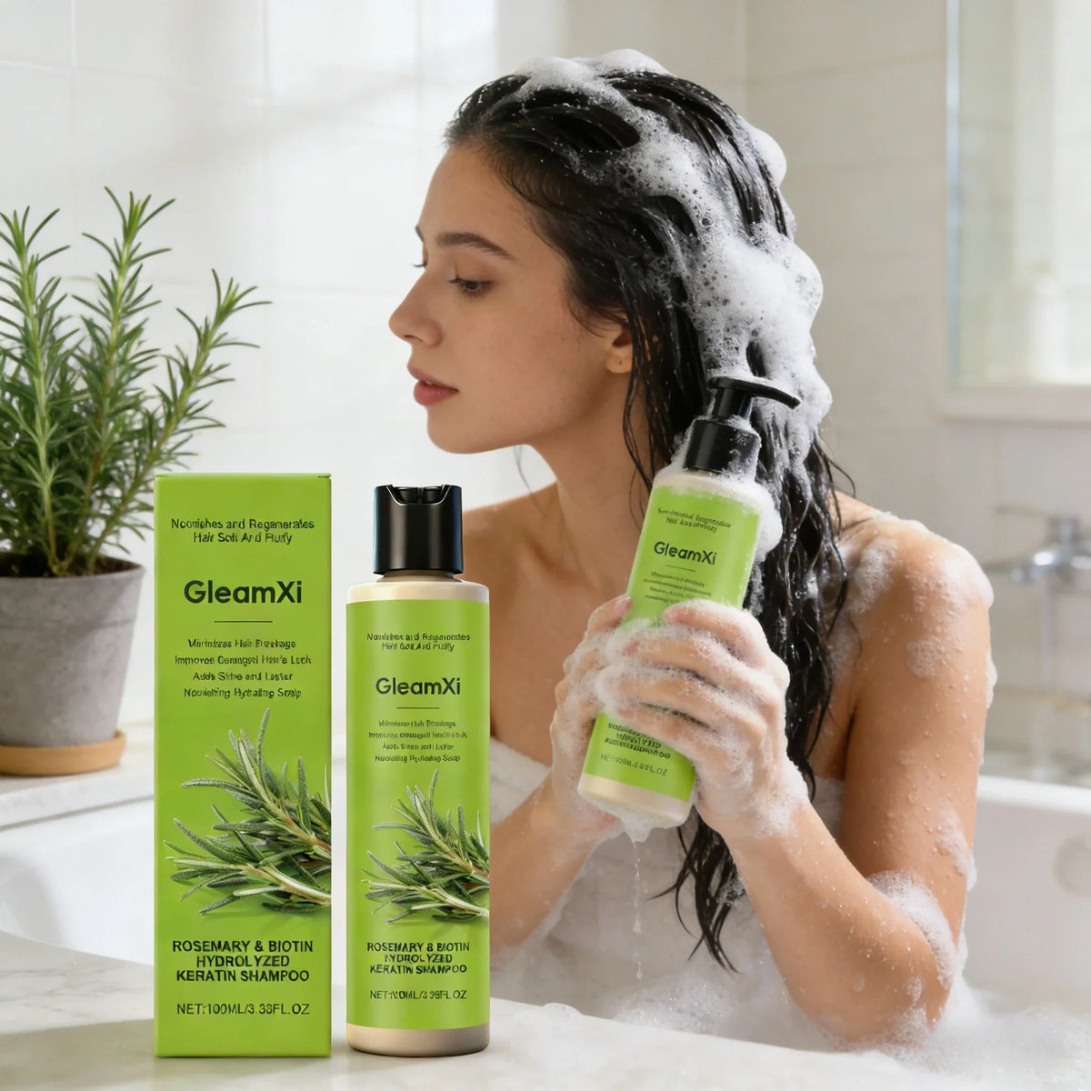 Rosemary Hair Care Shampoo with Biotin Moisturizing Scalp Treatment Volumizing Oil Control Daily Use Natural Hair Care - JromoCompany
