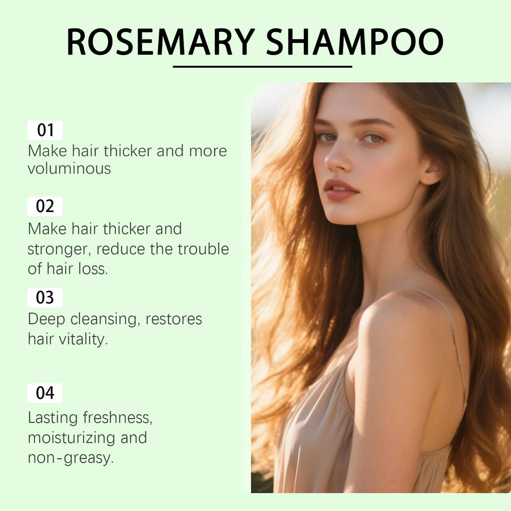 Rosemary Natural Shampoo Hair Thickness Loss Deep Nourishing Scalp Care Strengthen Repair Damaged Oil Control For Men Women - JromoCompany