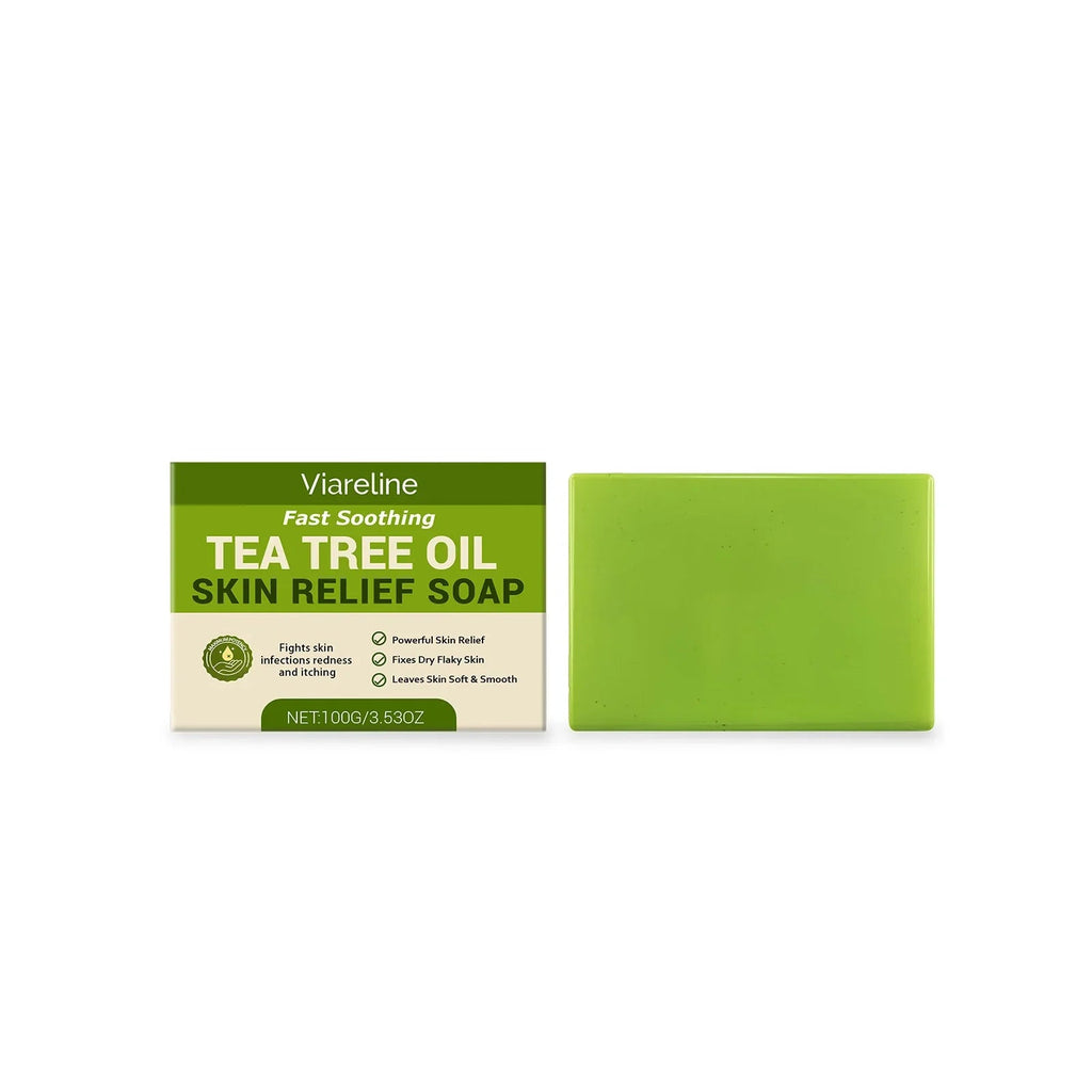 Tea Tree Oil Soap Cleaning Gentle Exfoliating Relieve Itch Moisturizing Dry Skin Smoothing Natural Bath Soap for Body and Face - JromoCompany
