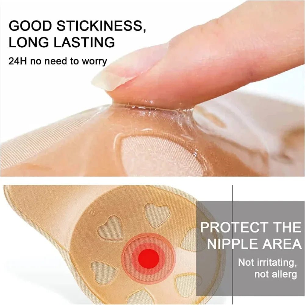 Women Push Up Bras Self Adhesive Silicone Strapless Invisible Bra Reusable Sticky Breast Lift Tape Rabbit Nipple Cover Bra Pads - JromoCompany