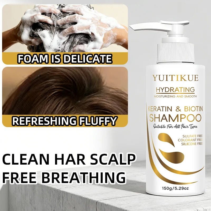 YUITIKUE Keratin & Biotin Hydrating Shampoo | Natural Gentle Formula, Daily Hair Care 150g - JromoCompany