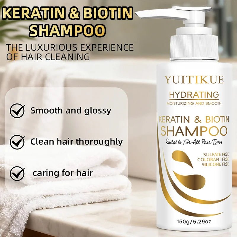 YUITIKUE Keratin & Biotin Hydrating Shampoo | Natural Gentle Formula, Daily Hair Care 150g - JromoCompany